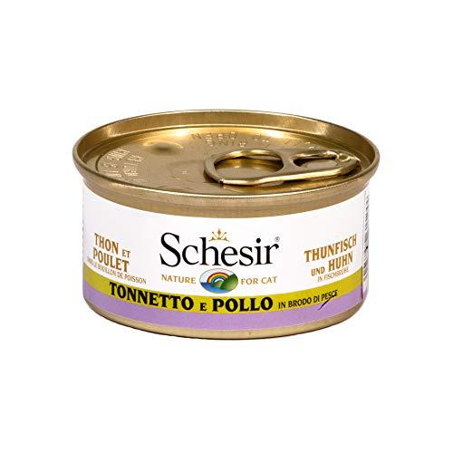 Schesir Tonno con Pollo in Brodo per Gatti Adulti - 24 Lattine da 70g
