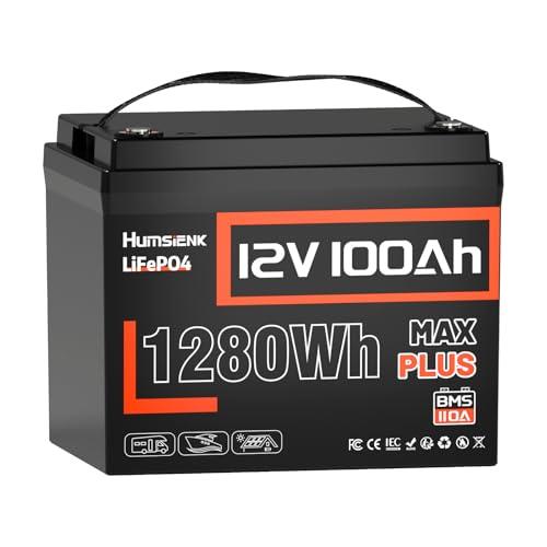 Humsienk Batteria Litio 12V 100Ah Max Plus LiFePO4 con BMS 110A e Protezione Bassa Temperatura