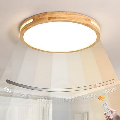 Plafoniera LED in Legno WayLuoung Ø40cm Dimmerabile con Telecomando
