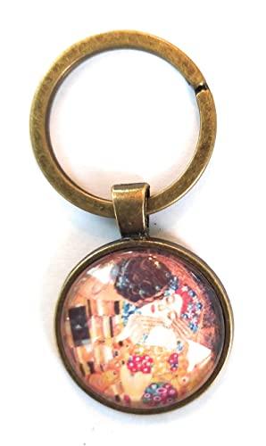 Portachiavi Il Bacio di Klimt - Cabochon in vetro realizzato a mano