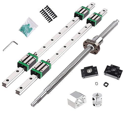 GooEquip Guida Lineare 2 pezzi HGR20 1500mm Guida Lineare con 4 pezzi Blocchi Scorrevoli, Kit vite a sfera SFU1605 1550mm per Stampante 3D, Macchina CNC, Dispositivi elettrici, Macchine mediche