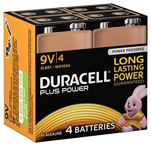 Duracell Plus Power 9V - Confezione da 4 Batterie Alcaline