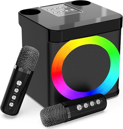 Cassa Karaoke Portatile con 2 Microfoni Wireless e Luci LED