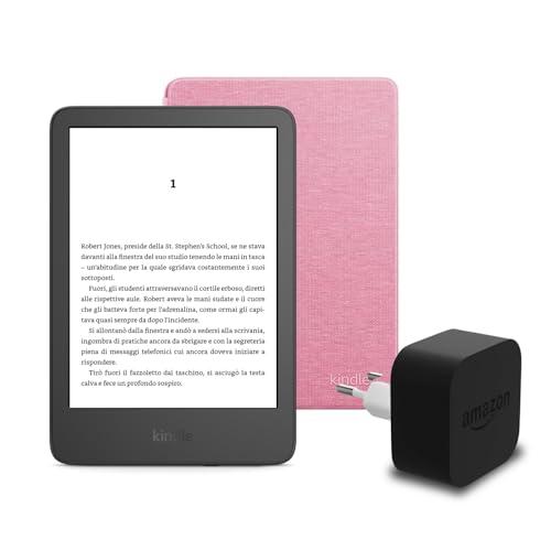 Kindle (2024) 16GB con Pubblicità, Copertura in Tessuto e Alimentatore Amazon Powerfast 9W