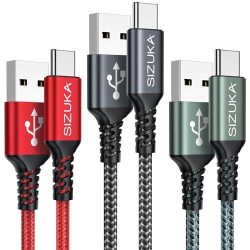 Cavo USB C [1M 3Pezzi] 3.1A Cavo USB Type-C Ricarica Rapida Nylon Cavo Tipo C per Samsung Galaxy S23 S22 S21 S20 S10 A71 A51 Huawei P50,Mate 40,MateBook,Xiaomi,OnePlus 9,Google Pixel 5,Realme