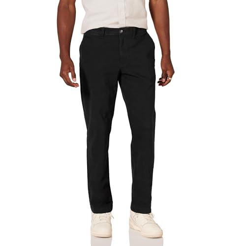 Amazon Essentials Pantaloni Chino Elasticizzati Casual Vestibilità Aderente Uomo, Nero, 36W / 32L