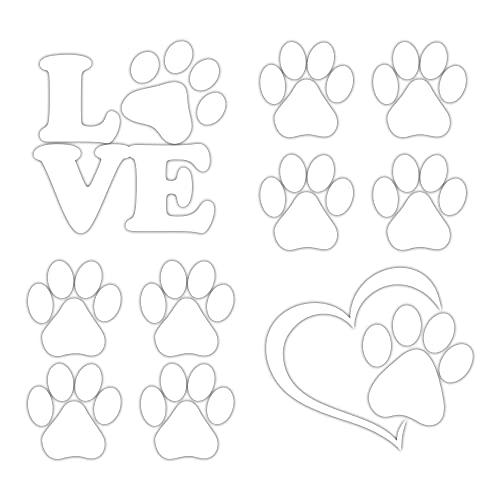 Confezione Adesivi Zampe Cane, Cuore e Love - 10 Pezzi