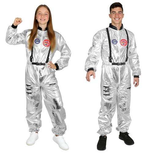 AUYAO Costume da Astronauta Argento - Tuta Spaziale Adulti e Bambini