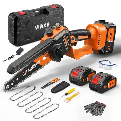 Mini Motosega a Batteria 6 Pollici con 2 Batterie 8000mAh e Motore Brushless 1000W