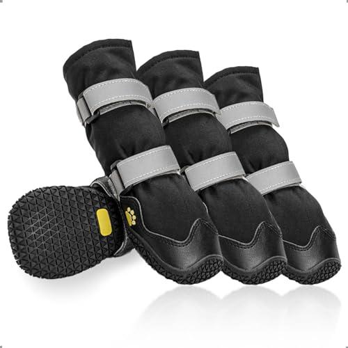 OHCOZZY Scarpette per Cani Antiscivolo con Riflettenti (Nero, Taglia L)