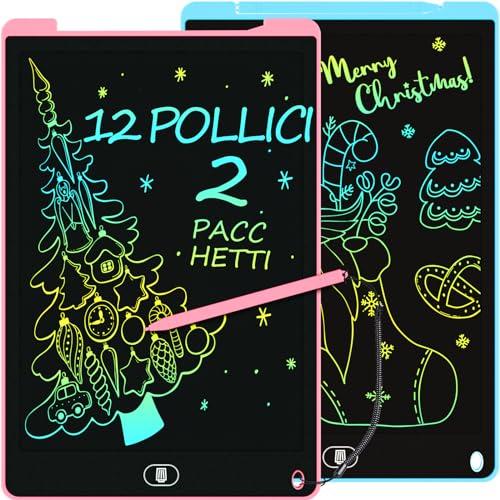 Electight Tavoletta Grafica LCD Scrittura 12 Pollici - Set da 2 (Blu, Rosa)