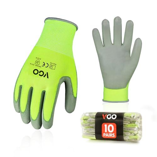 Vgo... 10 paia Guanti da Lavoro di Sicurezza Resistenti Gialli
