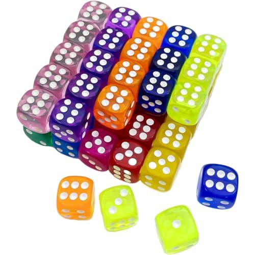 COYUN 50 Pezzi Dadi Da Gioco Colorati per Enzi, Cubi a Sei Facce Standard