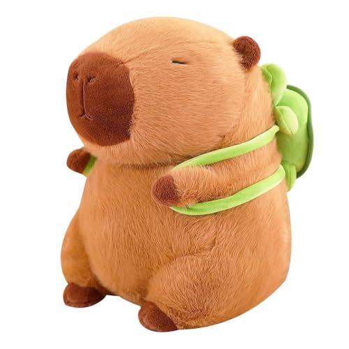 CUEMOON Capybara Peluche con Zaino Tartaruga, 23cm