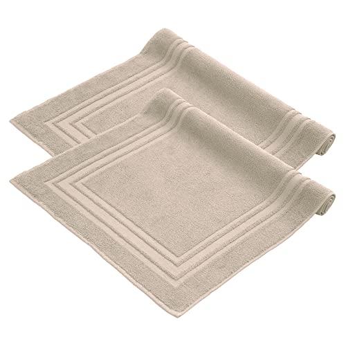 Komfortec - Set di 2 Tappetini da Bagno Beige 50x70 cm in Cotone 600 g/m²