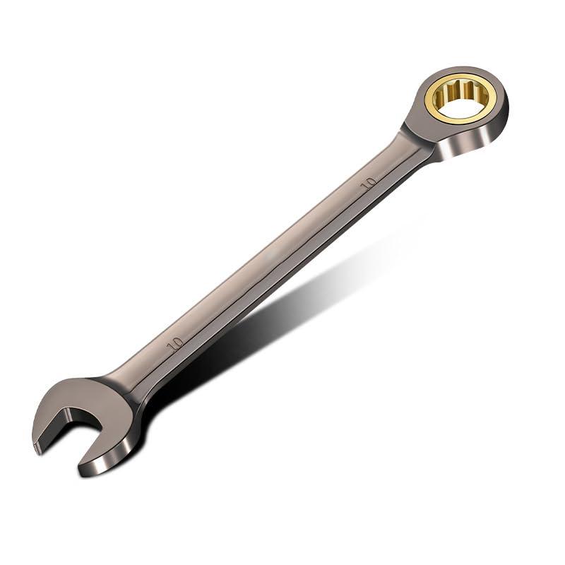 1 chiave a cricchetto da 10 mm, chiave combinata a cricchetto, 72 denti, acciaio al cromo vanadio