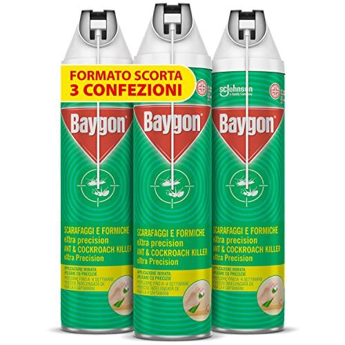 Baygon Spray con Cannuccia Extra Precision, Efficace contro Scarafaggi e Formiche, 3x400ml