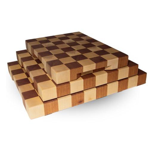 Arte del Legno - Tagliere Professionale a Scacchi in Acero e Mogano