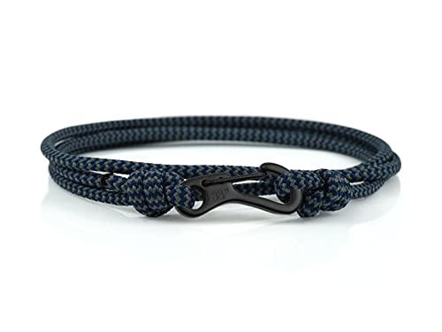 Braccialetto da Arrampicata con Moschettone Tempesta e Nero - Realizzato in Acciaio Inossidabile e Corda Paracord - Braccialetto Regolabile per Uomo - Braccialetto da Arrampicata Impermeabile