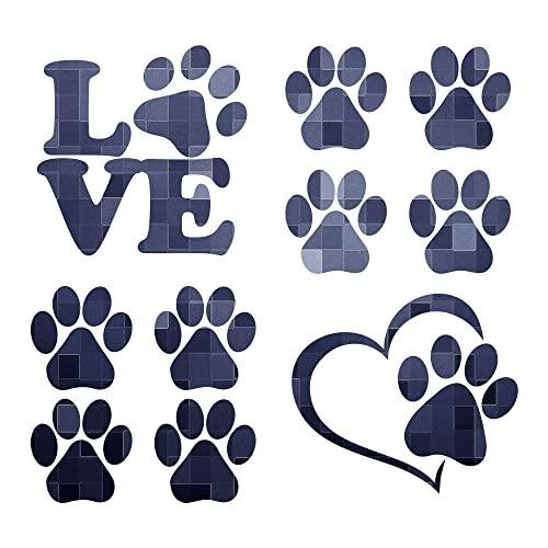 Confezione Adesivi Zampe Cane Zampe Cuore Love Zampe 10 Pezzi per Auto o Moto Bici o Monopattino (Blu Geometric)