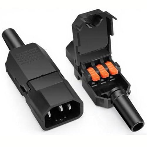 RUNCCI-YUN 2 pezzi Connettore Plug Power Maschio 3 pin IEC 320 C14 Connettore Adattatore di Alimentazione 250V AC IEC C14 (nero)