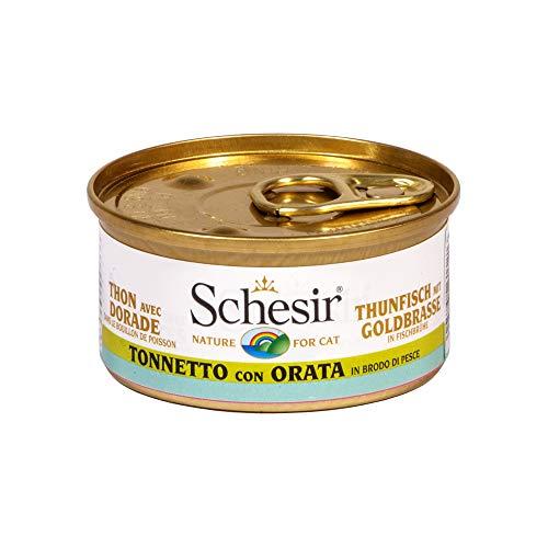 Schesir Pollo e Orata: Filetti di Qualità in Brodo per Gatti Adulti (24x70g)