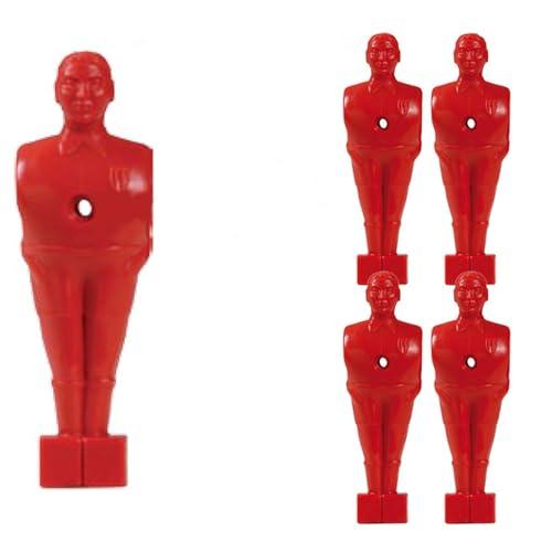 grandeemporio Calcio Balilla Set Ricambio Cinque (5) Giocatori, ometti Rossi con Foro, h. mm.110 per aste Calcio Balilla Diametro mm.16.