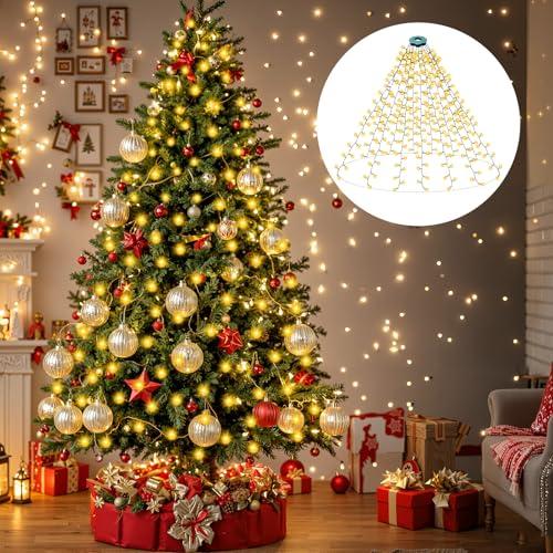 Luci Natalizie a Cascata per Albero, 400 LED Bianco Caldo