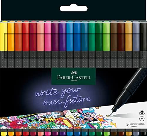 Faber-Castell Grip Finepen 151620 - Astuccio da 20 Fineliner a Punta Fine