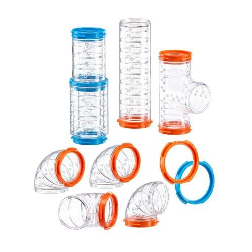 Ferplast Set Tubi Criceto, Accessori Gabbia per Criceti, Totale 9 pezzi, Tunnel Criceto Trasparenti con Fori di Aerazione, Curve e Raccordi Inclusi, KIT TUBE CURVE, Giochi per Criceti