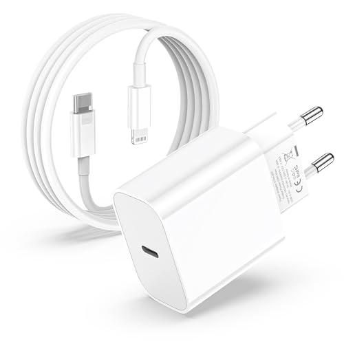 Caricatore Rapido USB-C 20W per iPhone 14/14 Pro/14 Pro Max/14 Plus/13/12/11/XS/XR/X/SE con Cavo Lightning 2M