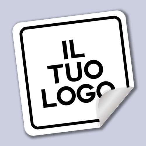 100 Adesivi Personalizzati - Etichette Aziendali con Logo - Formato Quadrato 4x4cm