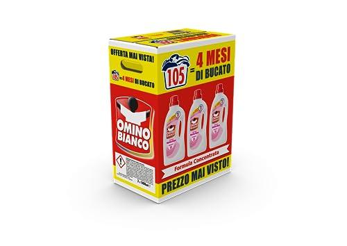 Omino Bianco Detersivo Lavatrice Liquido Ninfea Rosa, 105 Lavaggi (3x1400ml)
