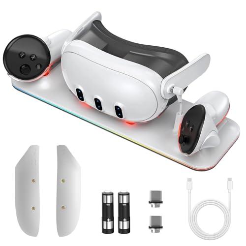 Stazione di Ricarica Olycism per Meta Quest 3 con Batterie Ricaricabili e LED RGB