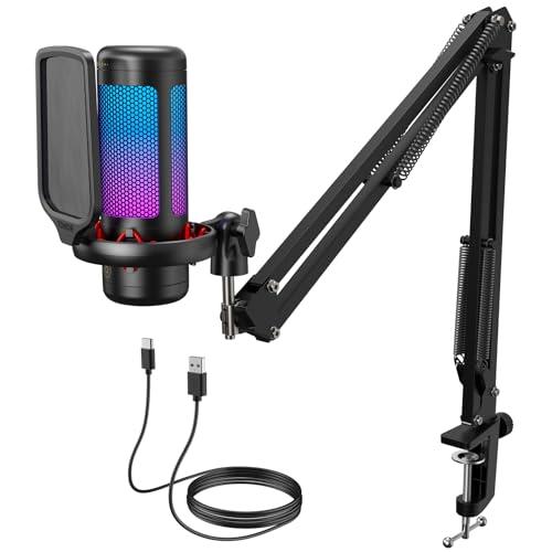 TONOR TC310+ Microfono USB da Gaming con Illuminazione RGB e Braccio Regolabile