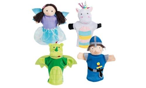 roba Set di Marionette da Mano in Peluche e Feltro - Figure Punch e Judy 4 Pezzi - Giocattoli per Teatro delle Marionette - Regalo per Bambini - Multicolore