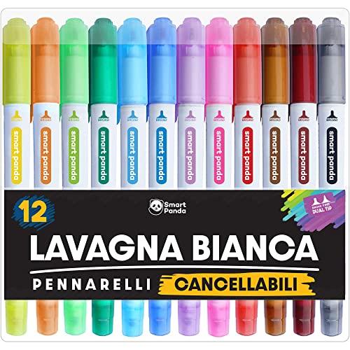 Smart Panda Pennarelli Lavagna Bianca Doppia Punta 12 Colori
