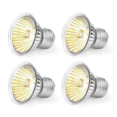 EASYIVY Lampada Riscaldante per Rettili E27 UVA UVB 50W - Kit da 4