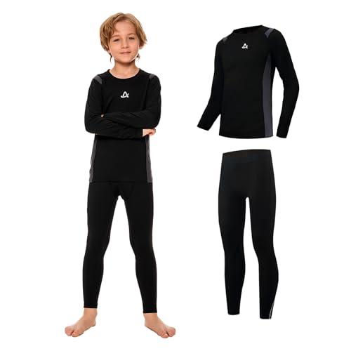 AMZSPORT Biancheria Intima Termica Bambino - Set Termico Nero M