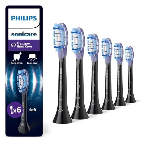 Philips Sonicare G3 Premium Gum Care - Testine di Ricambio Nere (Confezione da 6)