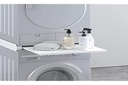 Piano supporto per lavatrice asciugatrice alluminio con cassetto colore bianco