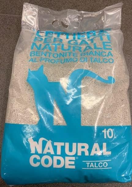 Natural Code Lettiera per Gatti Bentonite Profumo Talco - 10 Kg