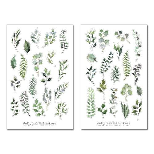 Set di Adesivi Piante - Decorazioni Floreali per Diario, Agenda e Scrapbooking