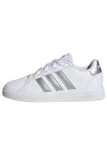 adidas Grand Court Lifestyle Tennis Lace-Up Shoes, Sneaker Unisex-Bambini e Ragazzi, White/Matte Silver/Matte Silver, 37 1/3 EU