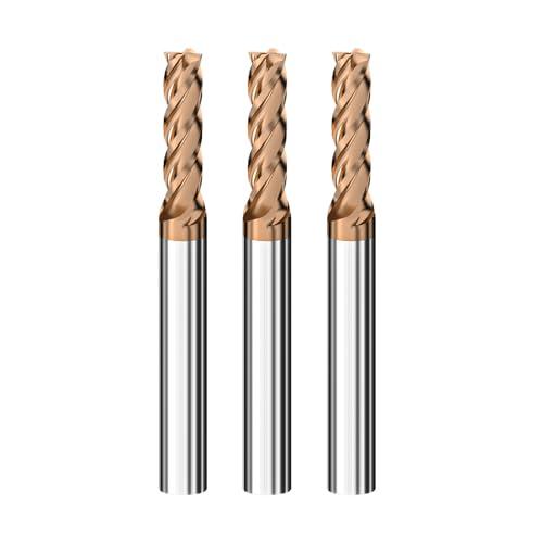 Cleqee Set di 3 Frese a Codolo in Metallo Duro - 5mm Quadrate, Rivestite AlTiN