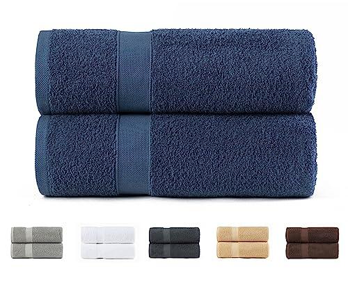 Todocama - Set di 2 asciugamani da bagno grandi, blu navy