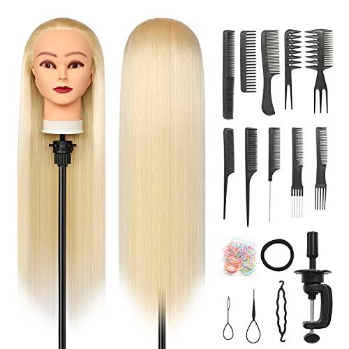 Testa per Parrucchiere Bionda Sintetica con Accessori