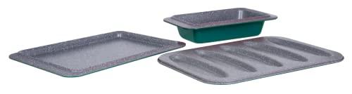 Aeternum, Linea Freedom, Set Forno 3 pezzi, Teglia Pane in Cassetta 29x16cm, Teglia Rettangolare 37x26cm, Teglia Baguette 28x26cm, Adatta al forno, Blu Mirtillo