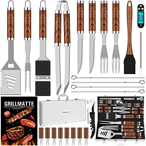 Grilliance Set 26 Accessori Barbecue Acciaio Inox con Valigetta e Termometro