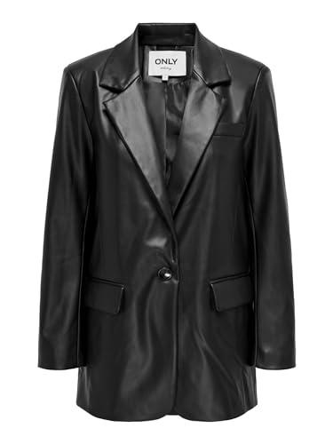 ONLY Onllana L/S Ovs Faux Lea Blazer TLR Noos, Nero, S Donna